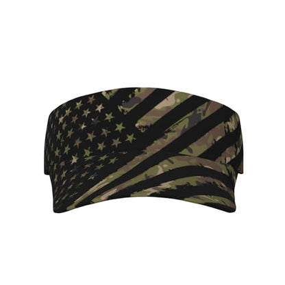 Adjustable Sun Visor Hats, Lightweight Open-Top Sports Visors - color: American Camo Green