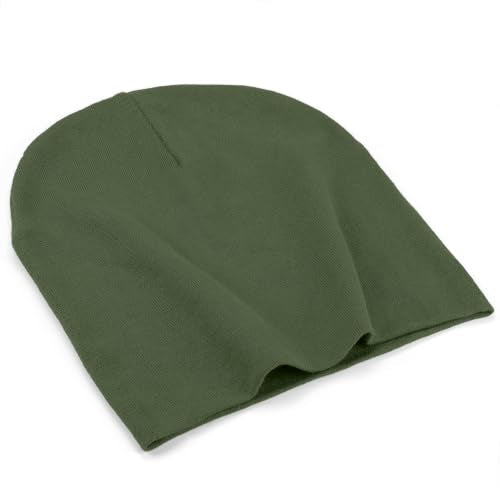 ROYBENS Thin 100% Cotton Beanie for Men Women Lightweight Slouchy Chemo Hat - color: 1pcs-army Green