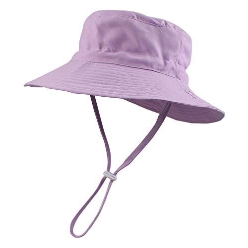 Peecabe Summer Baby Sun Hat for Boys Girls UPF 50+ Wide Brim Toddle Bucket Hat Adjustable Baby Beach Cap 0-8 Years - color: A-purple, size: 2-8 Years