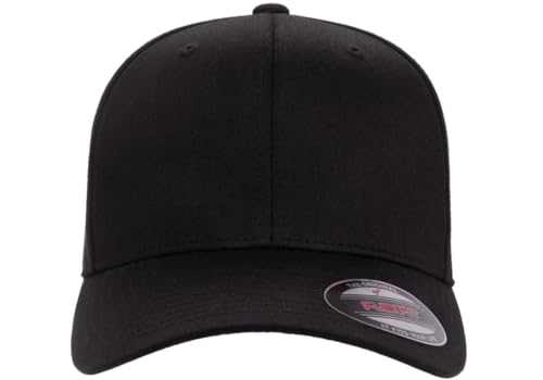 Flexfit Wooly Combed 6-Panel Structured Baseball Cap | Stretch Fitted - color: Black, size: Large-X-Large