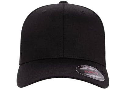 Flexfit Wooly Combed 6-Panel Structured Baseball Cap | Stretch Fitted - color: Black, size: XX-Large