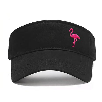 Embroidered Adjustable Sun Visor for Women Men Outdoor Golf Tennis - color: Flamingo/Black