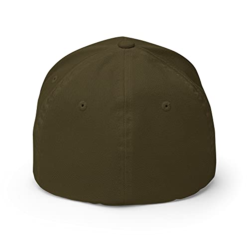 FX XRP Fitted Hat Embroidered Curved Bill Mid Crown Closed-Back Structured Twill Cap - color: Olive, size: Small-Medium