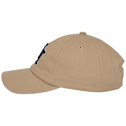 NY 3D Embroidered Dad Hat - New York Baseball Cap - color: Khaki With Navy Ny Logo