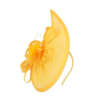 Gionforsy Fascinator Hats for Women Flower Tea Party Hats Pillbox Hat - color: Yellow