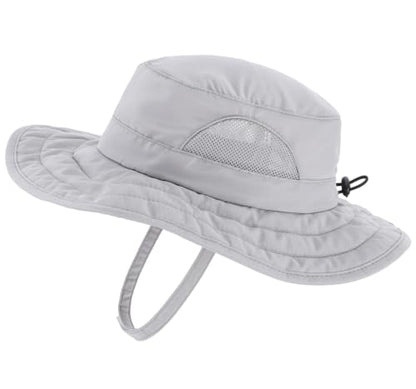 Connectyle Kids Sun Hat for Boys Girls Wide Brim Bucket Hat UPF 50+ Sun Protection Hat Breathable Summer Beach Hat - color: Grey