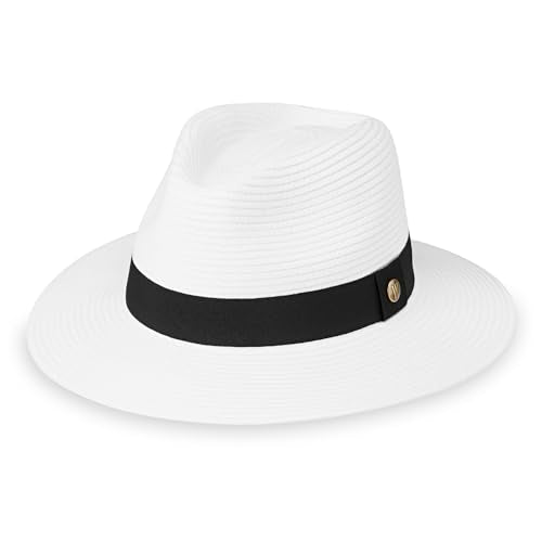 Women's Beach Fedora, Petite, Packable, UPF 50+, Adjustable - color: White