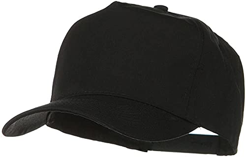 Ashen Fane 5 Panel Solid Cotton Twill Pro Style Mid-Profile Snapback Blank Cap - color: Black