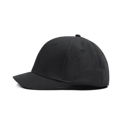 Short Brim Stretch Fitted Baseball Caps Men's Solid Structured Full Closed Cap Curved Brim Elastic Closed Back Hat K272 - color: Black