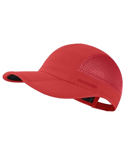 GADIEMKENSD Mens Folding Outdoor Hat Long Brim UPF 50+ Sun Protection - color: Folding Red