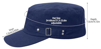 Army Cadet Cap for Men Women Military Flat Top Cap Baseball Caps - color: Navy Blue