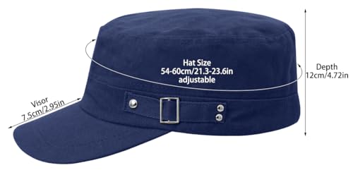 Army Cadet Cap for Men Women Military Flat Top Cap Baseball Caps - color: Navy Blue