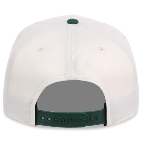 Lids Blank Hook Shot A-Frame Adjustable Snapback Hat – Breathable Mesh & Lightweight | Curved Bill | One Size Fits Most - color: Ivory/Dark Green