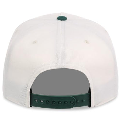 Lids Blank Hook Shot A-Frame Adjustable Snapback Hat – Breathable Mesh & Lightweight | Curved Bill | One Size Fits Most - color: Ivory/Dark Green