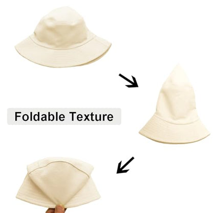 Wheebo Solid Color Bucket Hat for Women Summer Beach Fishmen Hat for Lady Adult Unisex Cotton Cap…… - color: A-sc-beige