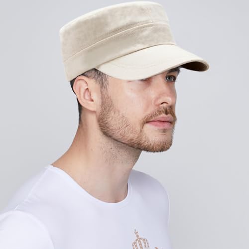 Unisex Army Cadet Cap Military Flat Top Basic Baseball Caps - color: White