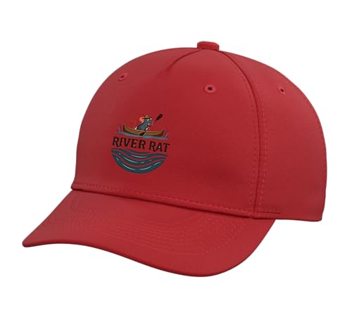 River Rat Camper Adventure Outdoor Canoe Emblem Adjustable Baseball Hat - color: Red