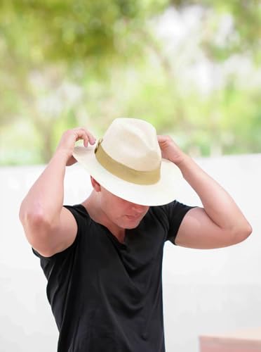 Gamboa Hatbands for Panama Hat Ribbon Hatband Cowboy Hats - color: Soft Beige, size: Small