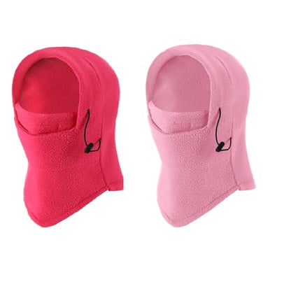 Frienda 2 Pcs Balaclava Ski Mask Windproof Warmer Fleece Adjustable Winter Mask Face Cover for Men Women - color: Pink,rose Red