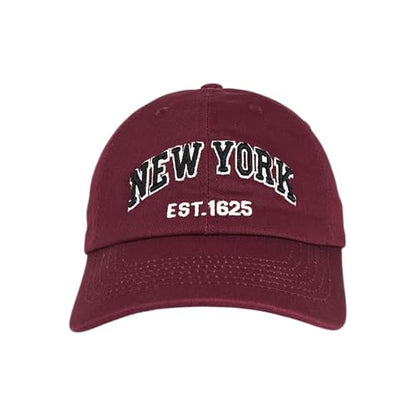 E BY ELIDAN NY Dad Hat, New York EST.1625 Cotton Baseball Cap Women & Men - color: Burgundy