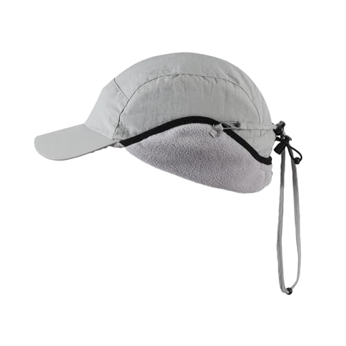 Home Prefer Waterproof Men's Winter Hats with Visor Warm Fleece Lined Baseball Cap Earflaps Trooper Trapper Hat for Men - color: Light Grey