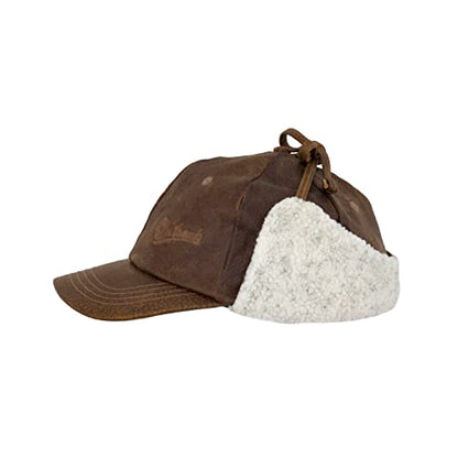 Outback Trading Company Men's Leather Mckinley Durable Insulated Windproof Winter Casual Outdoor Cap with Ear Flaps - size: Medium