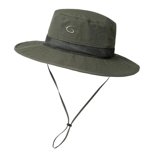 TOP-EX Oversized Waterproof Mesh Sun Hat for Big Heads with Wide Brim - color: Army Green-2.7"brim, size: X-Large-XX-Large
