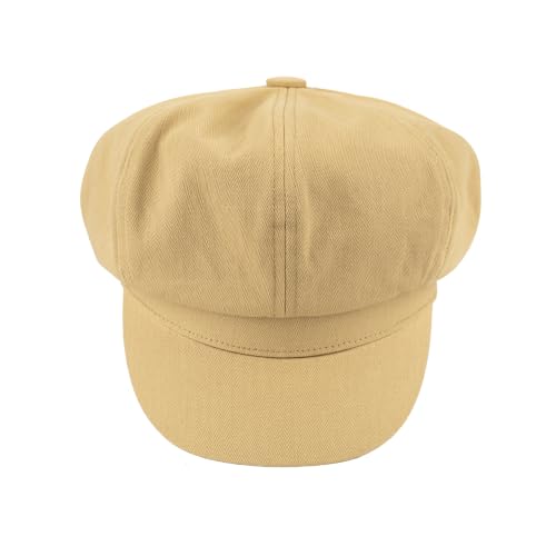 C.C Knitted Newsboy Cap for Women – Soft Knit Hat with Adjustable Velcro, Lightweight Warm Winter Style - color: Cotton-beige