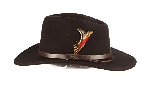 Scala - Outback Hat for Men, Wool Felt Sun Hat, Wide Brim UV Protection - color: Black, size: XX-Large