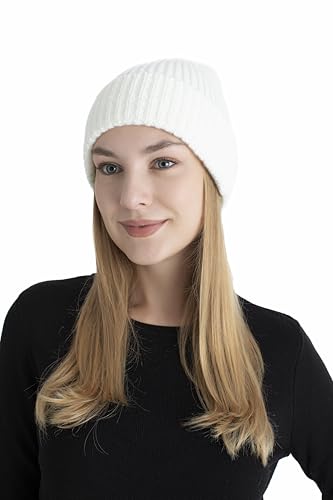 Seamless Beanie Cap, Acrylic Unisex Winter Beanie - color: Pearl White