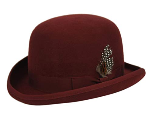 EPOCH Men's Wool Felt Derby Hat - color: Burgundy, size: Medium