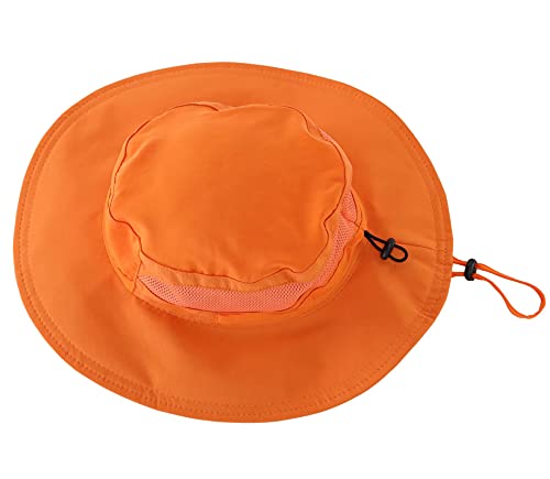 Connectyle Toddler Kids Sun Hat UPF 50+ UV Protection - Boys & Girls Wide Brim Bucket Hats for Outdoor Summer, Ages 2-6 - color: Orange, size: 4-6 Years