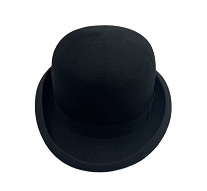Black Bowler Hat for Men 100% Wool Derby Hat Mens Dress Hat Fedora Hats for Men Top Hat for Costumes - size: Medium