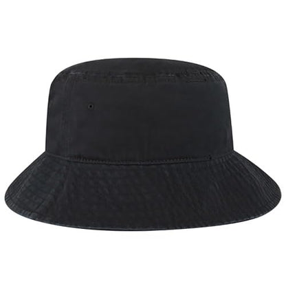 Ashen Fane Garment Washed Combed Cotton Twill Packable Lightweight Unisex Bucket Hat - color: Black, size: Medium