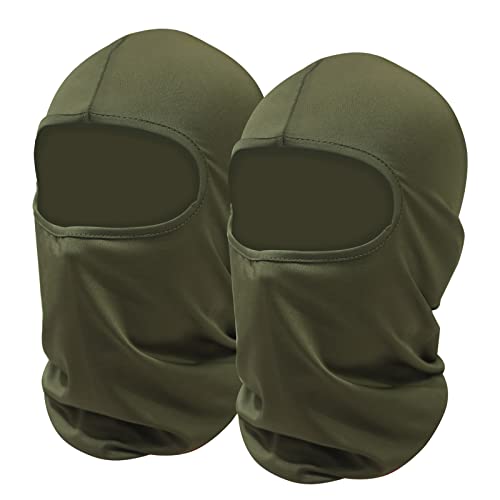 SHEVERCH 2 Pack Army Green Ski Mask Balaclava Face Cover for Men Women Sun UV Protection Windproof Lightweight Football Motorcycling - color: 2pack-army Green