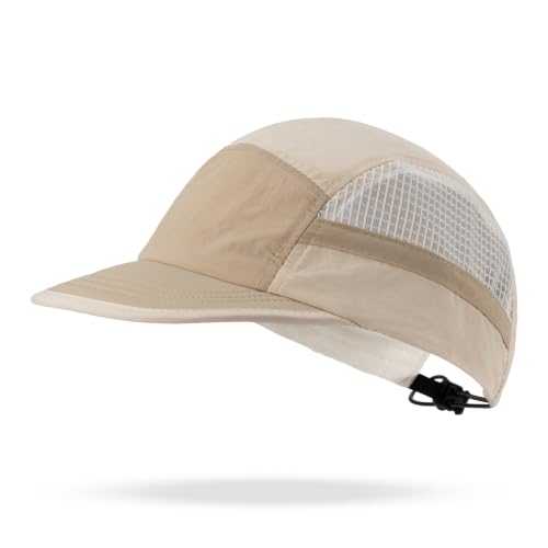 Croogo Short Brim 5 Panel Baseball Cap Mesh Quick Drying Sports Hat for Men - color: Apricot
