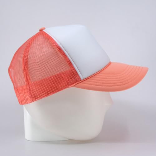 The Vintage Year High Crown Foam Mesh Camouflage Trucker Hat Baseball Cap - color: Coral/White/Coral