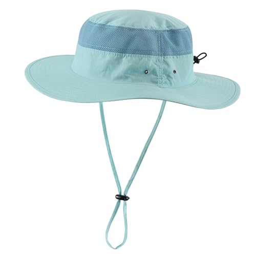 Home Prefer UPF 50+ Men's Sun Hat Wide Brim Bucket Hat UV Protection Hat for Mens Womens Beach Safari Gardening Golf Fishing - color: Aqua