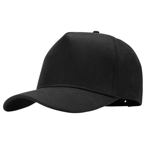 MEINICY Vintage Trendy Trucker Hat, 5-Panel Plain Snapback Hat - color: Black