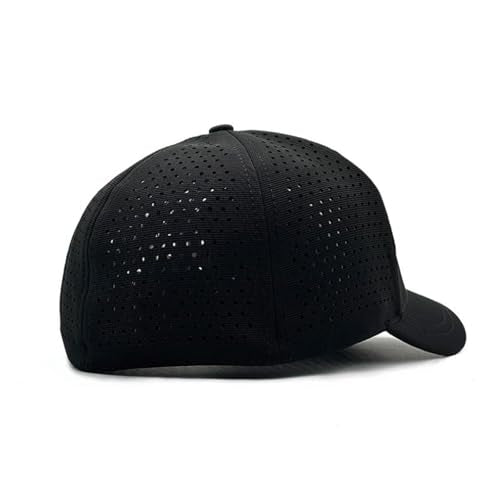 Short Brim Stretch Fitted Baseball Caps Men's Mesh Breathable Structured Cap Curved Brim Elastic Closed Back Hat K359 - color: Black Mesh