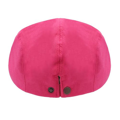 ZLYC 남성용 여름 플랫 캡 Scally Ivy Gatsby Newsboy Beret Driver Cabbie 사냥 모자 - color: 솔리드 핫 핑크
