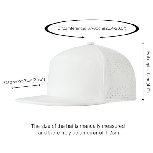 FEINION Men Laser Mesh Flat Brim Snapback Baseball Cap - color: White