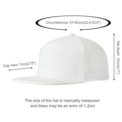 FEINION Men Laser Mesh Flat Brim Snapback Baseball Cap - color: White