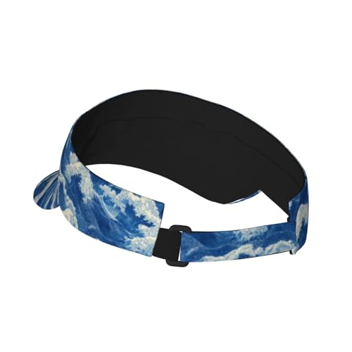 Sports Sun Visor Hat for Men Women, Adjustable Breathable Golf Tennis Cap - color: Japanese Waves