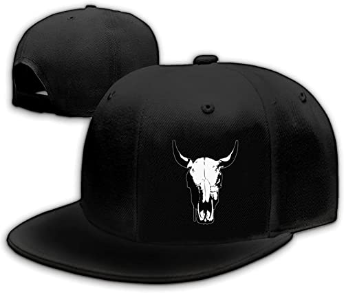 Horror Skull Hat Snapback Hat for Men Women Black Adjustable Classic Adult Baseball Cap Flat Bill Hip Hop Cap - color: Cow Skull