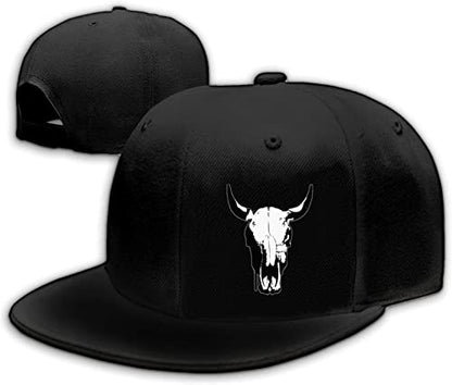 Horror Skull Hat Snapback Hat for Men Women Black Adjustable Classic Adult Baseball Cap Flat Bill Hip Hop Cap - color: Cow Skull