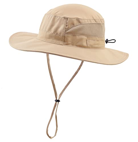 Connectyle Women's UPF 50+ Sun Hat UV Protection Wide Brim Bucket Hat Summer Beach Hats Fishing Hiking Outdoor Safari Hats - color: Khaki