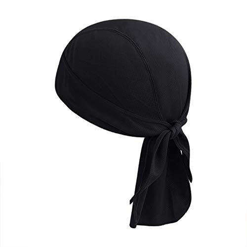 Greenery-GRE Head Tie Quick Drying Cycling Cap Headband Skull Beanie Bandana Do Rags Moisture Wicking Pirate Hat Helmet Liner - color: Black Mesh