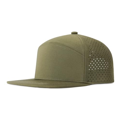 FEINION Men Laser Mesh Flat Brim Snapback Baseball Cap - color: Army Green