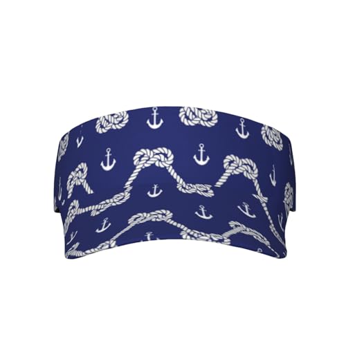 Nautical Anchor Visor Caps for Women Men Summer Sun Visor Hat with Sweatband for Running Outdoor Beach - color: Nautical Anchor-a1126